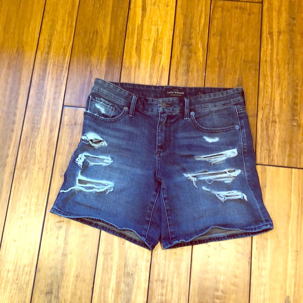 Lucky Brand the roll up distressed denim shorts